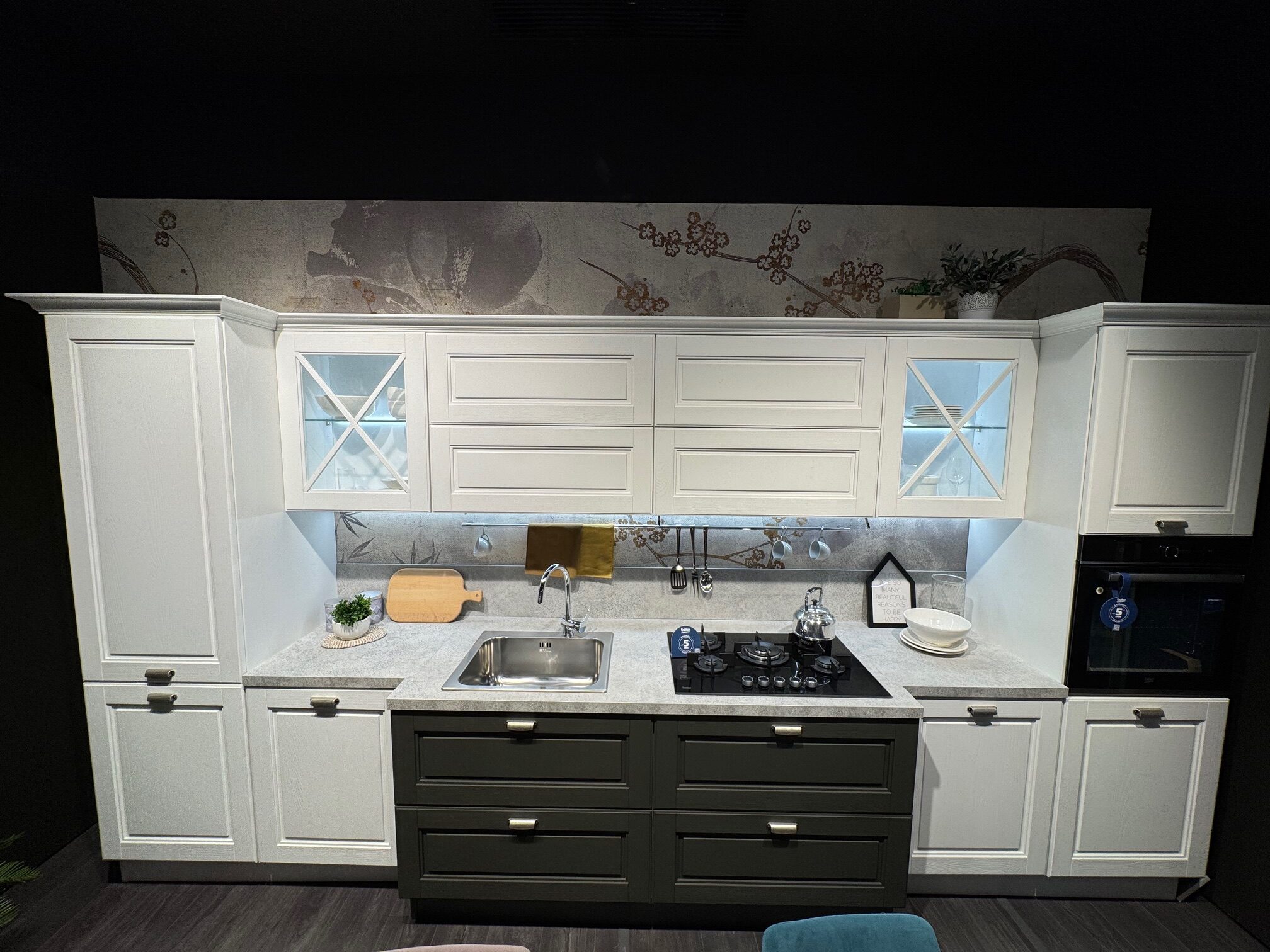 Cucina AGNESE BIANCA E VERDE prezzo outlet | Cucine Lube Outlet | Creo Kitchens | Pronta Consegna
